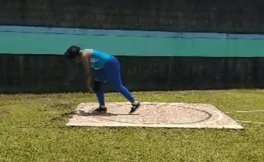 Gwendolyn Smith winner in the W55-59 Shot Put event